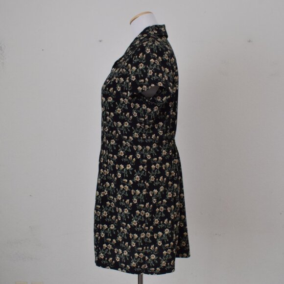Vintage 90s Ditsy Floral Rayon Mini Dress - Picture 2 of 13